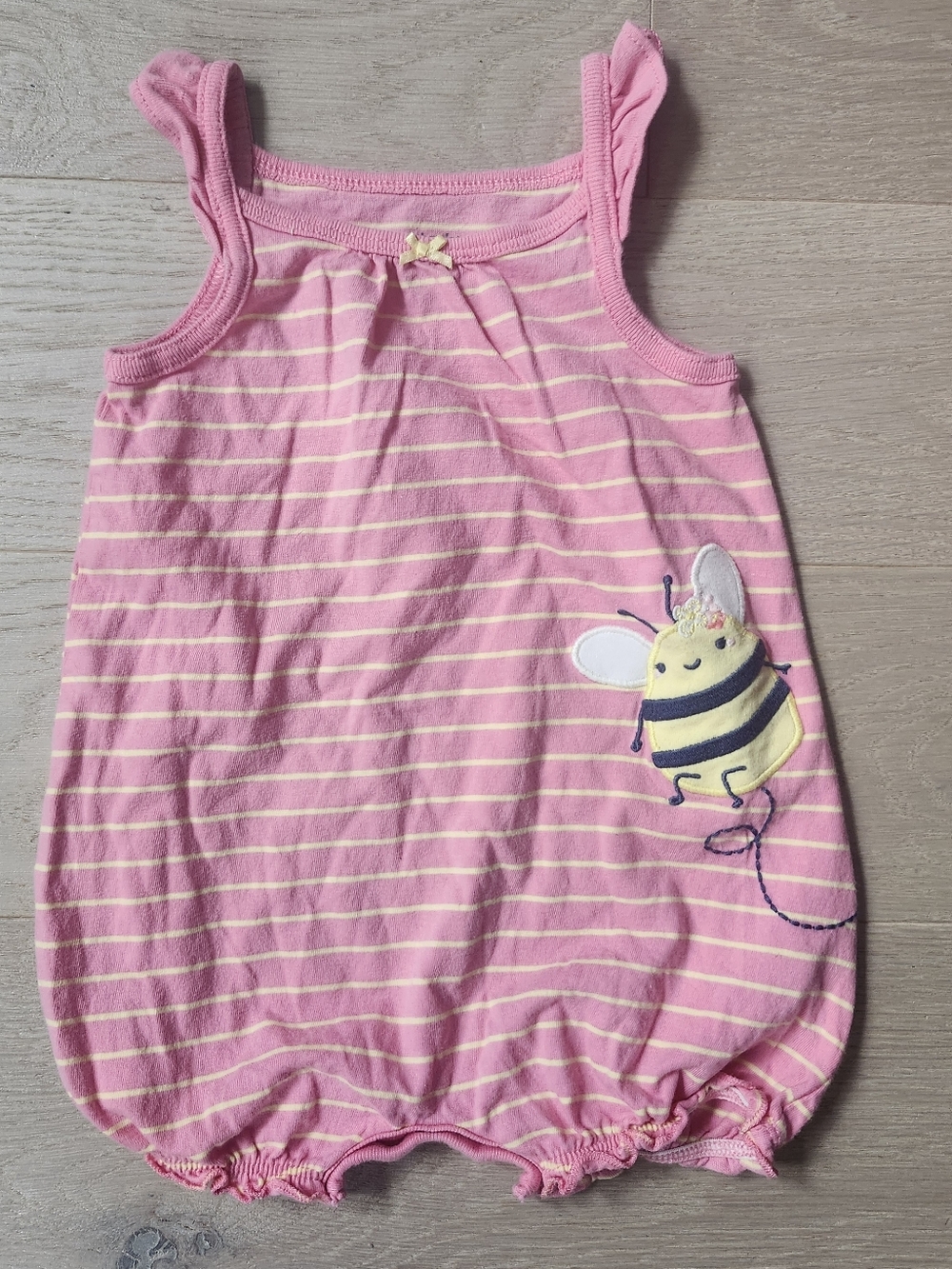 Carter's Pink White Summer Bee Romper 6M